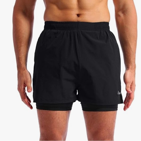 Pudolla Other - NEW Pudolla Black 2 in 1 Running Shorts 5" Quick Dry Gym Athletic Workout Shorts